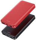 [2 Pack] Portable Charger Power Bank 10000mAh,Ultra Slim Compact External Battery Pack with USB C Input & Dual USB Outputs Backup Charger Compatible with iPhone 13,12, Samsung S20,Tablet-Black+Red
