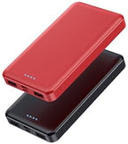 [2 Pack] Portable Charger Power Bank 10000mAh,Ultra Slim Compact External Battery Pack with USB C Input & Dual USB Outputs Backup Charger Compatible with iPhone 13,12, Samsung S20,Tablet-Black+Red