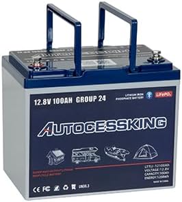 12V 100Ah BCI Group 24 Bluetooth LiFePO4 Battery, 120A BMS Rechargeable Mini Lithium Battery with Low-Temp Protection, Up to 15000 Cycles Perfect for RV, Camping, Solar, Off-Grid and Boat