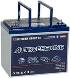 12V 100Ah BCI Group 24 Bluetooth LiFePO4 Battery, 120A BMS Rechargeable Mini Lithium Battery with Low-Temp Protection, Up to 15000 Cycles Perfect for RV, Camping, Solar, Off-Grid and Boat