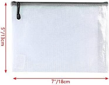 Oaimyy-5 x 7-20 Pcs-Plastic Mesh Zipper Pouch Document Folders Bag Zip File Bags for Office Supplies,Home,Travel Storages,Puzzle Board Games Storage- (Black)