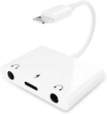 3 in 1 Dual 3.5mm Headphone Jack Adapter - Earphone Jack Audio and Charging Adapter - Headphone Splitter for iPhone 14/13/ 12/11/ X/ 8 - White
