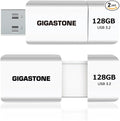 GIGASTONE 128GB Flash Drive (2 Pack) Z60 USB 3.2 Gen 1, 120MB/s Ultra Fast, Retractable Capless Slider Design, Data Storage, Backup for PC/Mac/TV/Car Audio, USB 2.0/3.0/3.1 Compatible