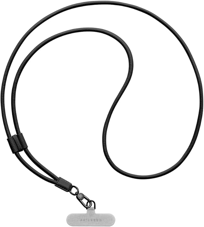 CASETiFY Pebbled Cord Phone Strap - Jet Black/Grige