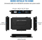 USB 3.0 to SATA IDE Hard Drive Reader, YINNCEEN External Hard Drive Ultra Recovery Converter Universal Hard Drive Adapter Kit for 2.5/3.5 HDD/SSD Hard Drive Disk, Include 12V/2A Power Adapter