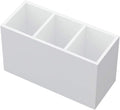 NIUBEE Acrylic Pen Holder 3 Compartments, White Pencil Organizer Cup for Countertop Desk Accessory Storage