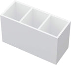 NIUBEE Acrylic Pen Holder 3 Compartments, White Pencil Organizer Cup for Countertop Desk Accessory Storage