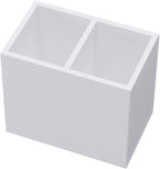 NIUBEE Acrylic Pen Holder 2 Compartments, White Pencil Organizer Cup for Countertop Desk Accessory Storage