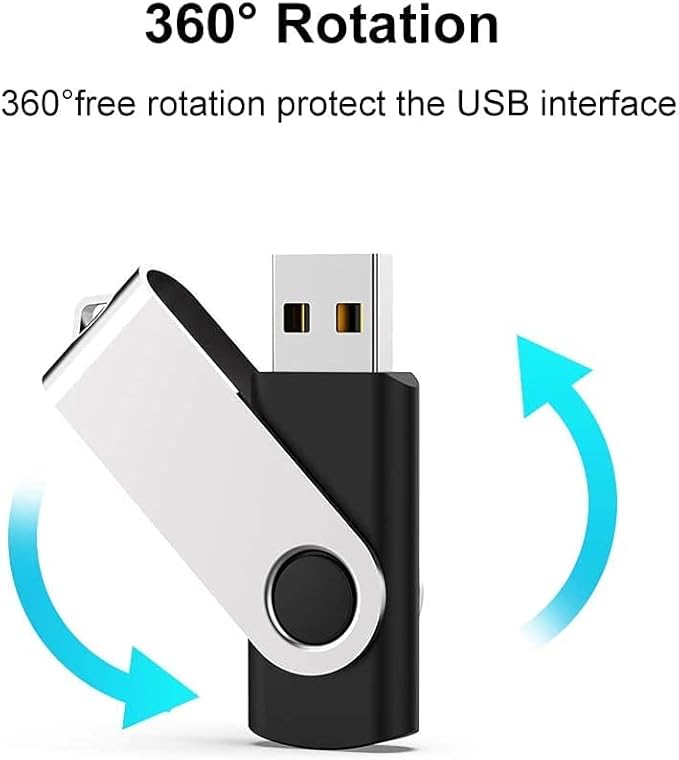 JUANWE 64GB USB Flash Drive 2 Packs, 2.0 Thumb Drive Foldable USB Storage Flash Drive Memory Stick with Lanyard Hole, Jump Drive Pen Drive Zip Drive Portable Flashdrive for PC/Tablet/Mac/Car, Black