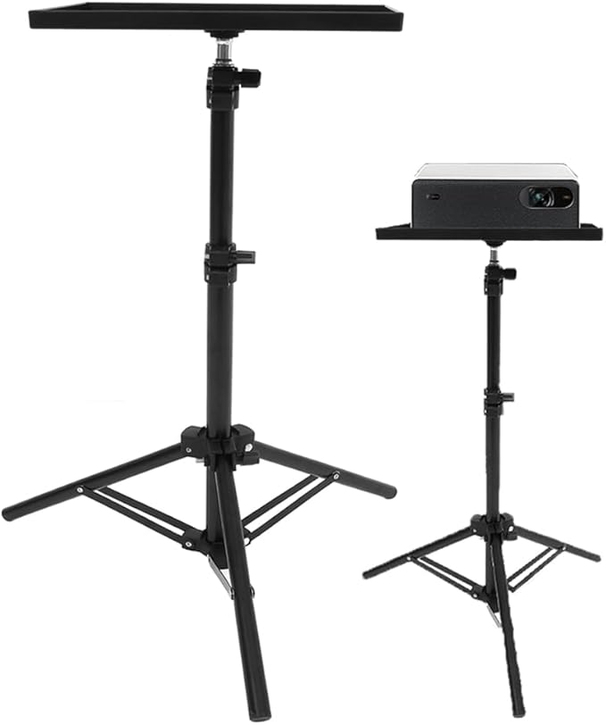 MAGICLULU Projector Stand Tripod 44.88 Inch Height Adjustable Tripod Stand Portable Projector Table with Tray for Office Home Movie Equiqment (Tray Size 7.09 x 9.84Inch)