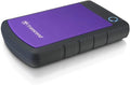 Transcend 2TB SJ25H3, USB 3.1 Portable Hard Drive Rugged, Anti-Shock Resistant, Compact and Lightweight with Lightning-Fast Speeds, One Touch Backup Button, Purple - TS2TSJ25H3P