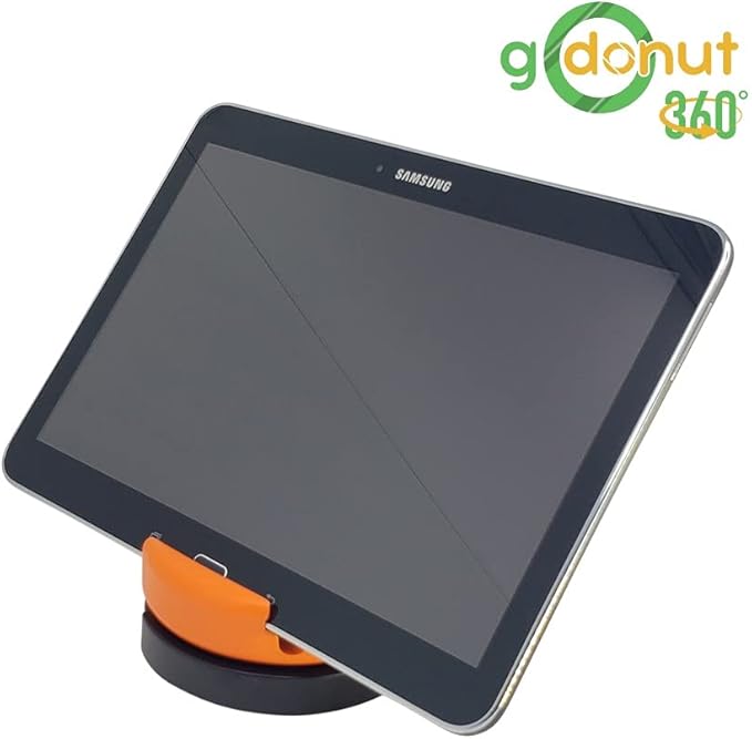 GoDonut – Phone Stand 360 Swivel – Cell Phone Holder + iPad Stand Desk Organizer - Compatible with Tablet, iPhone, Kindle & Most Smartphones – Orange