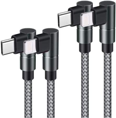 USB C to Lightning Cable MFi Certified PD Fast iPhone 12 Charging 6ft Cable 90 Degree Type C Charger Cord Compatible with iPhone 13/12/12 ProMax/12Mini/11 Pro Max/X/XS/XR/8, iPad 8th (Grey) …