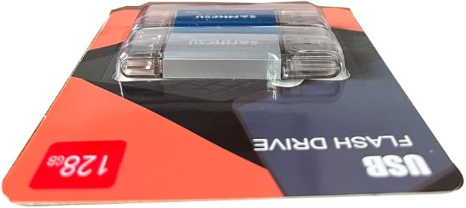 3.0 USB C Flash Drive, USB-A & Type-C OTG Thumb Stick, Dual Memory Sticks Compatible with PC/Laptop/Type C Cell Phone and Tablet (Silver/Blue, 128GB)