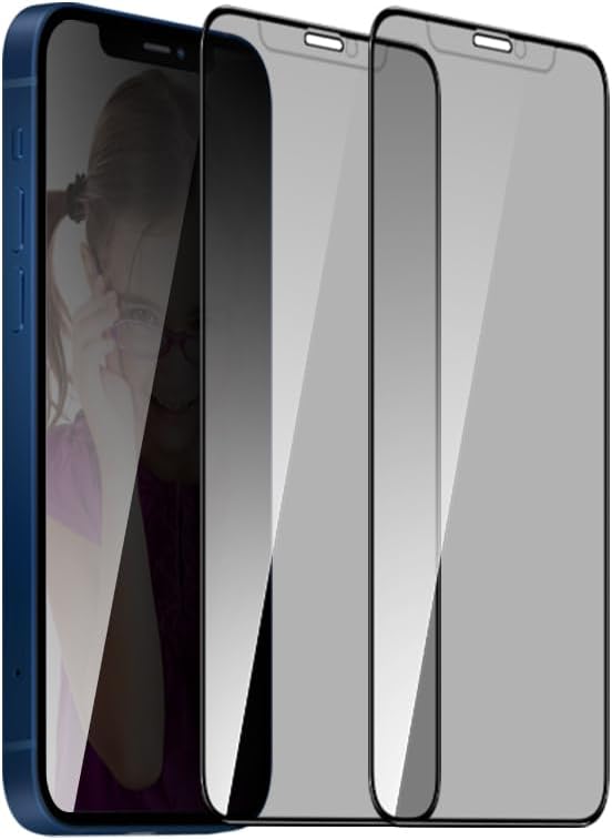 PERFECTSIGHT HD Clear Privacy Screen Protector Compatible with Apple iPhone 12/ iPhone 12 Pro 2020, Anti-Spy Blue Light Filter Tempered Glass (6.1 inch)