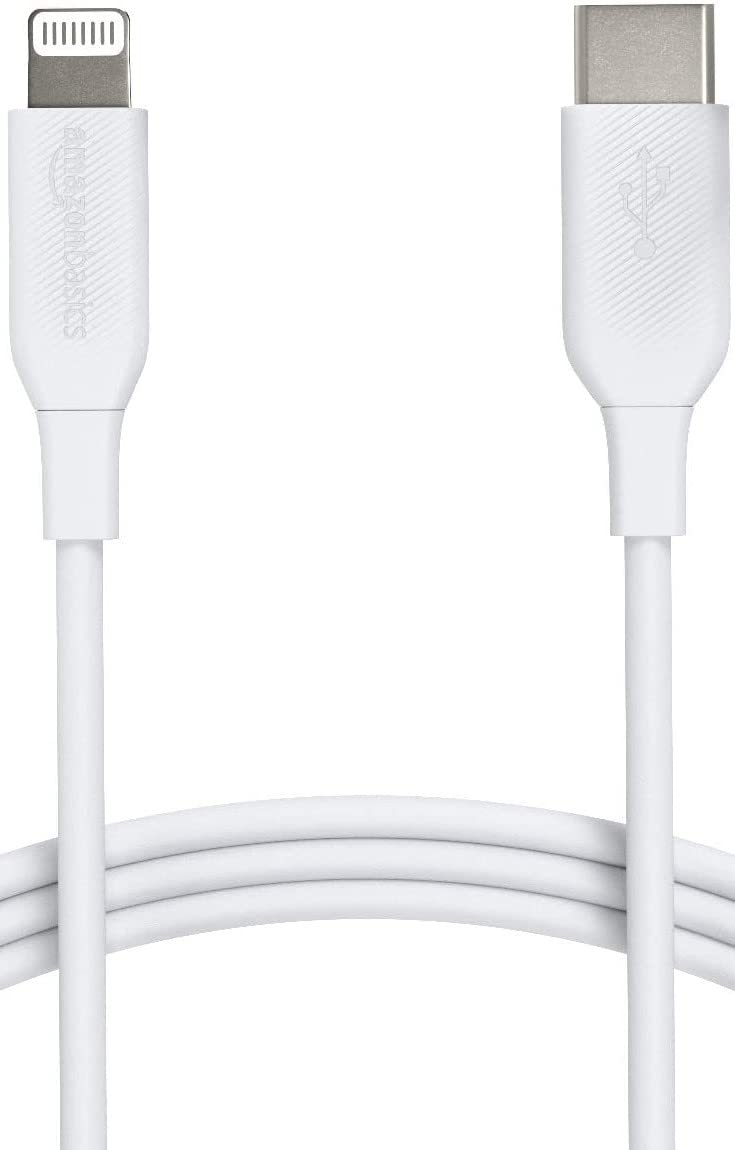 Amazon Basics USB - C to Lightning ABS Charger Cable, MFi Certified Charger for Apple iPhone 14 13 12 11 X Xs Pro, Pro Max, Plus, iPad, 6 foot, White