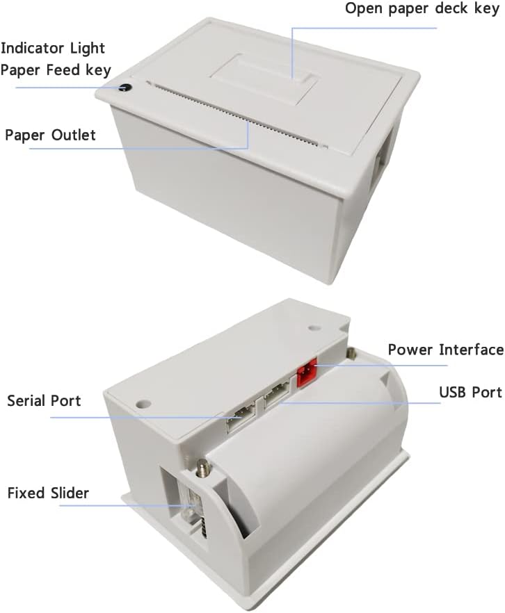 PRIMUZ Micro Thermal Printer Ticket Serial Port Printer Module Can Be Docked with Arduino/ESP32, Supporting Secondary Development TTL/RS232 White