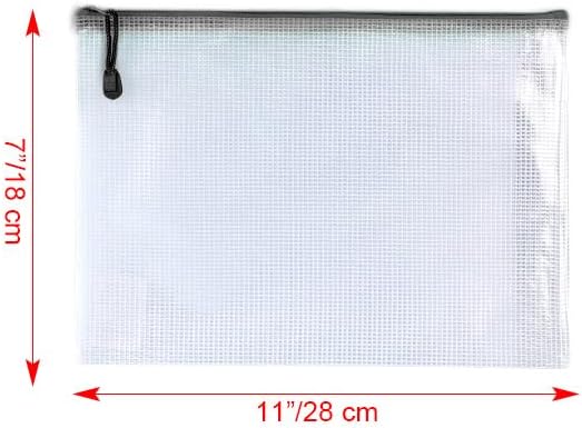 Oaimyy-24PCS-7 x 11" inches-Mesh Zipper Pouch, Plastic Zip File Folders Puzzle Bags for Organizing,for Office Supplies,Travel,Home Storage-Black