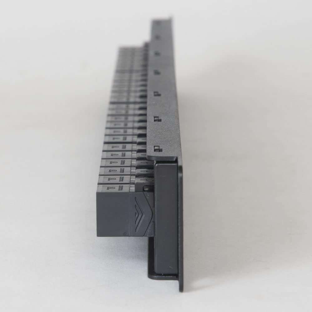 ICC CAT5e Feed-Through Patch Panel, 24 Port, 1U Rackmount, RJ45 Ethernet Patch Panel, No Punch Down, PoE++ and TAA Compliant, Black