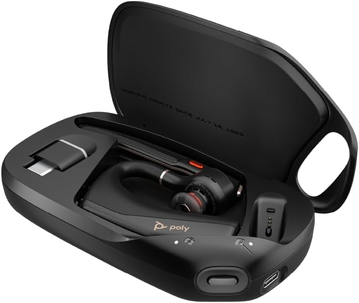 POLY Voyager Legend 50 UC Bluetooth Headset with Charging Case - 4 Noise-Canceling Mics, AI NoiseBlockAI & WindSmart Tech - Bluetooth Headphones with Mic, Smart Call Controls, All-Day Comfort