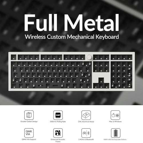Keychron Q6 Max QMK/VIA Wireless Custom Mechanical Keyboard Barebone Knob Version, Full-Metal Hot-Swappable RGB Backlight 2.4 GHz/Bluetooth/Type-C Wired for Mac/Windows/Linux - Black