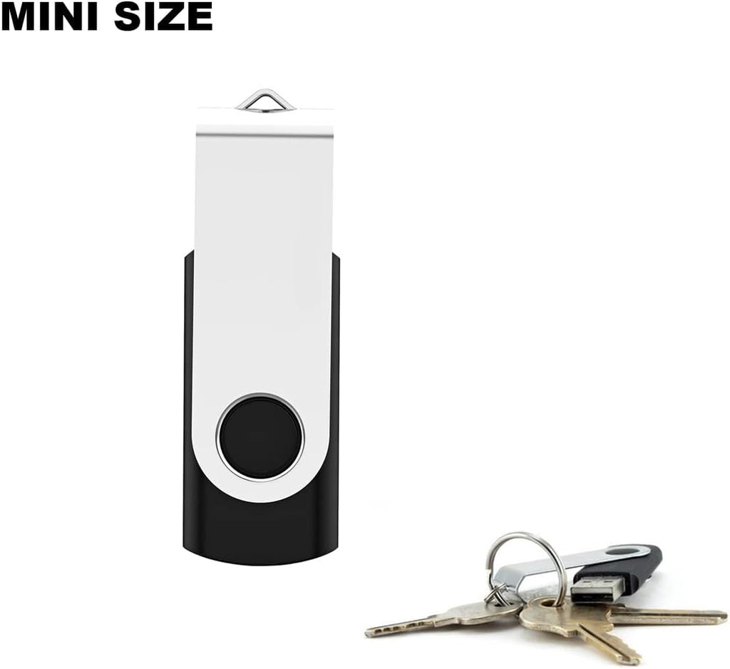 3 Pack 64GB USB Flash Drive with Type C Adapter and Storage Box USB 2.0 High Speed Metal Pen Drive 360° Rotatable Storage Memory Stick for Phone/Pad/PC/Laptop/Android - Black(3-Pack 64GB)