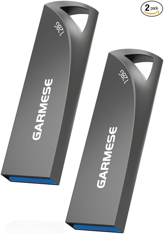 128GB USB Flash Drives, 2-Pack Waterproof Metal USB 3.0 Memory Stick, Slim Thumb Drive Portable Pen Drive with Keychain Hole Stylish Jump Drive for PC Computer