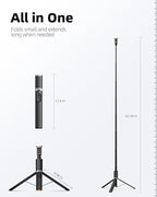 TODI 63" Cell Phone Selfie Stick Tripod, Portable Tripod for iPhone with Wireless Remote, Extendable Smartphone Stand, All-in-1, Compatible with iPhone/Android