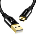 AGVEE 10ft Mini USB Cable, Braided Durable USB-A to Mini-B Charger Charging Cord for TI-84, Garmin GPS, Go-Pro Hero 4 3 2 HD, PS3 Controller, Canon Camera, Blue Yeti Microphone, Black