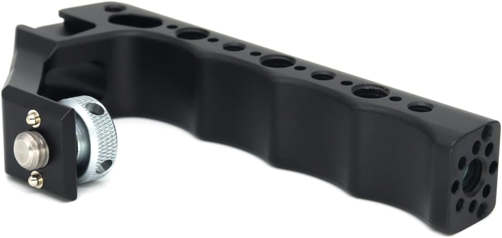 Universal Top Handle with 3/8" Screw Locating Pins for DSLR Camera Cage, with 3 Cold Shoe Adapters to Mount DSLR Camera with Microphone/LED Light/Monitor (Black with 3/8" Screw)