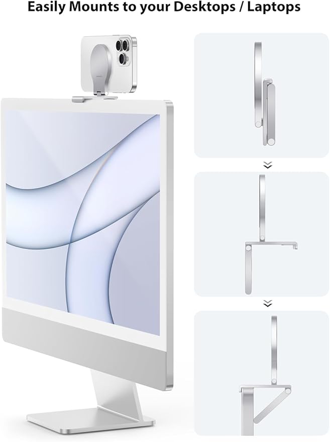 Stouchi Continuity Camera Mount for iMac, Desktop Monitor Compatible iPhone Webcam Mount with Mag-Safe