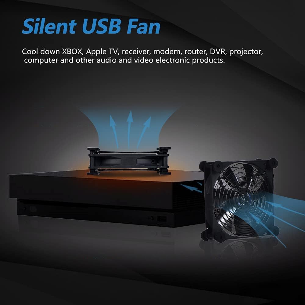 Quiet 140mm USB Fan, 5V USB Portable Cooling Fan for Flat Panel TV Receiver Router DVR PlayStation Xbox Computer Cabinet Cooler