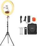 NEEWER 19" 100W High Power LED Ring Light with Tripod Stand & 3 Phone Holders Compatible with iPhone, 2900-7000K CRI97+ App&2.4G Control Lighting for Selfie Video Recording Makeup Streaming, RH100B