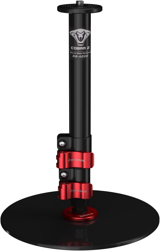 IFOOTAGE Cobra RB-A200,Round Base Monopod,Professional Camera Aluminium Monopod with Quick Adjustment Height Buckle,Compatibility DSLR Cameras Camcorders(56cm/22.04Inc)