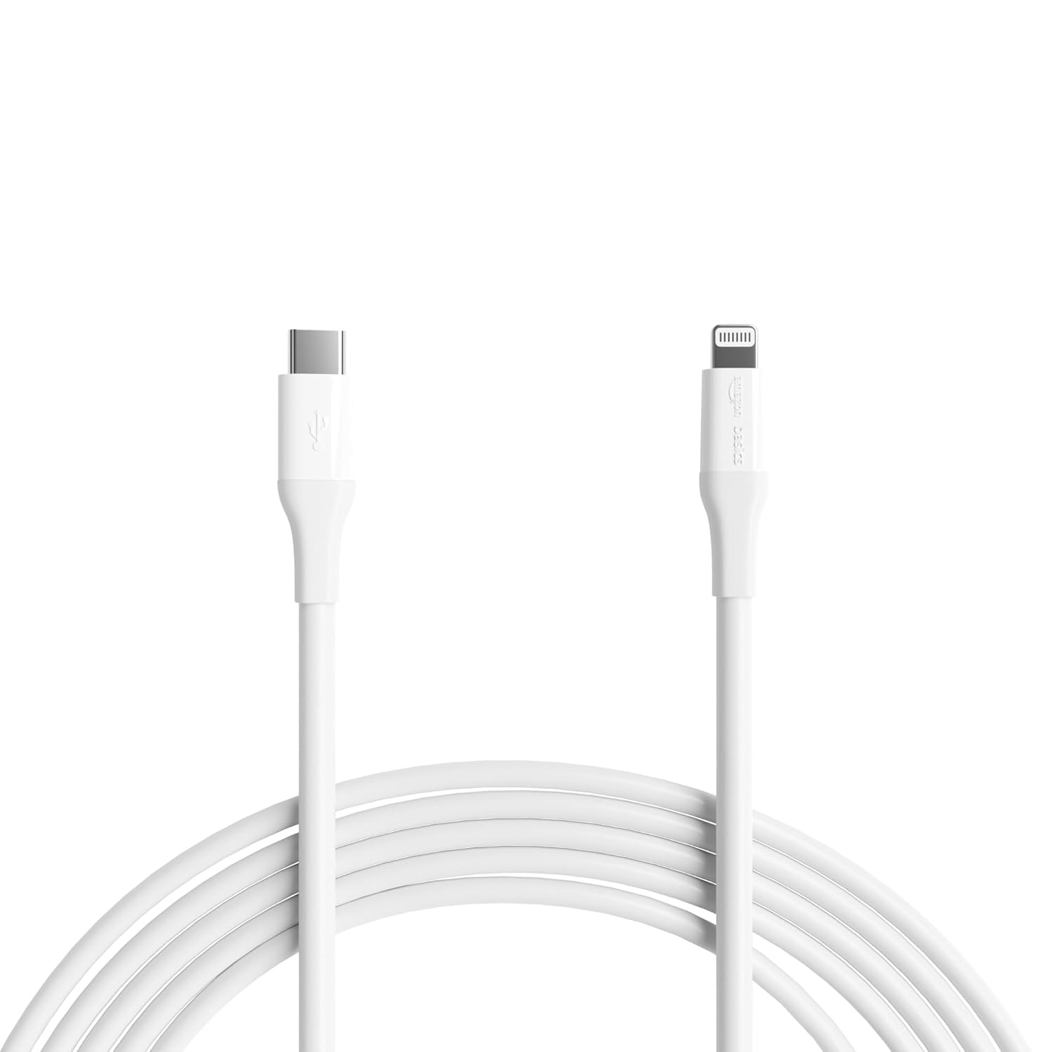 Amazon Basics MFi Certified USB-C to Lightning Fast Charging Cable for Apple iPhone, Nylon Braided, 10 ft, White