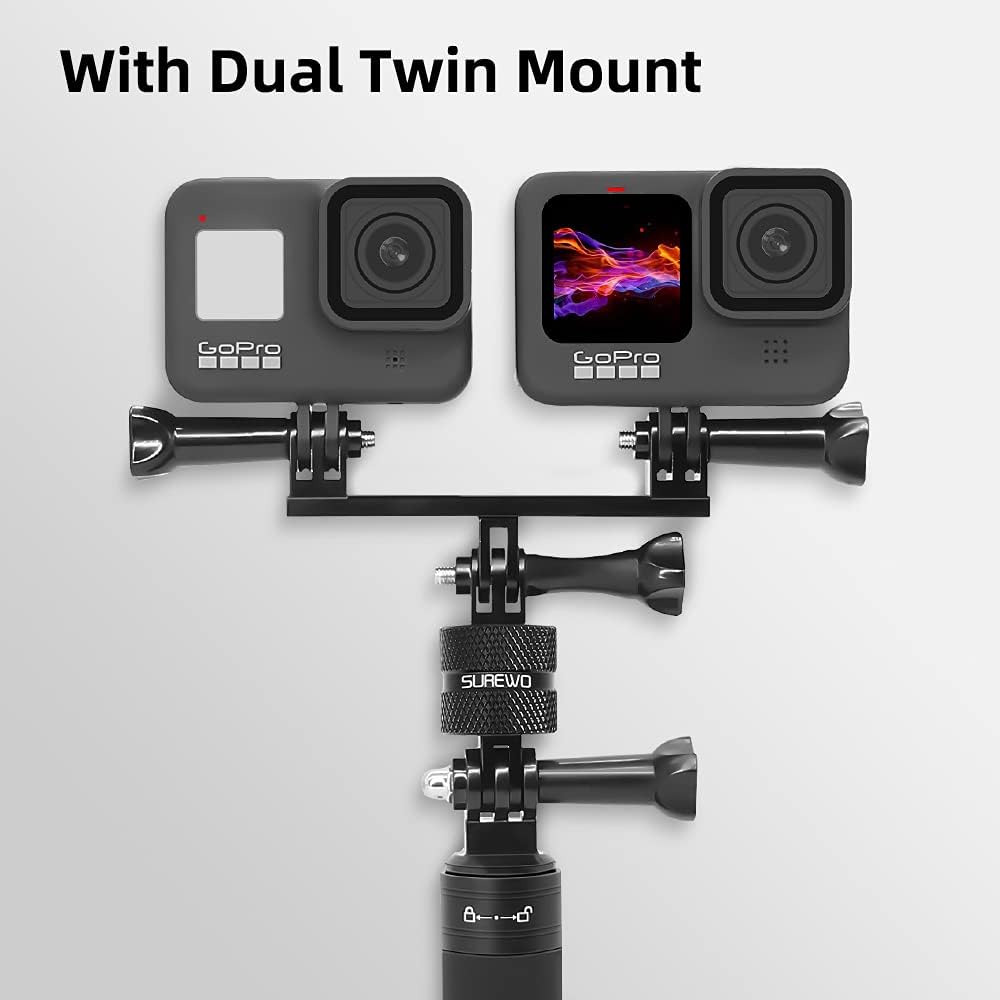 Aluminum 360 Degree Rotation Camera Mount, Metal Bracket Adapter Compatible with GoPro Hero 13/12/11/10/9/8/7/(2018) Black, DJI, Sony and Other Action Cameras