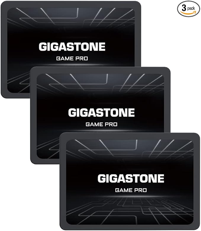 Gigastone SATA SSD 512GB (3-Pack) 2.5 inch SSD 530MB/s Upgrade Laptop PC Memory and Storage PS4 HDD Replacement 2.5" Internal Solid State Hard Drives SATA III SLC Cache 3D NAND Game Pro Performance