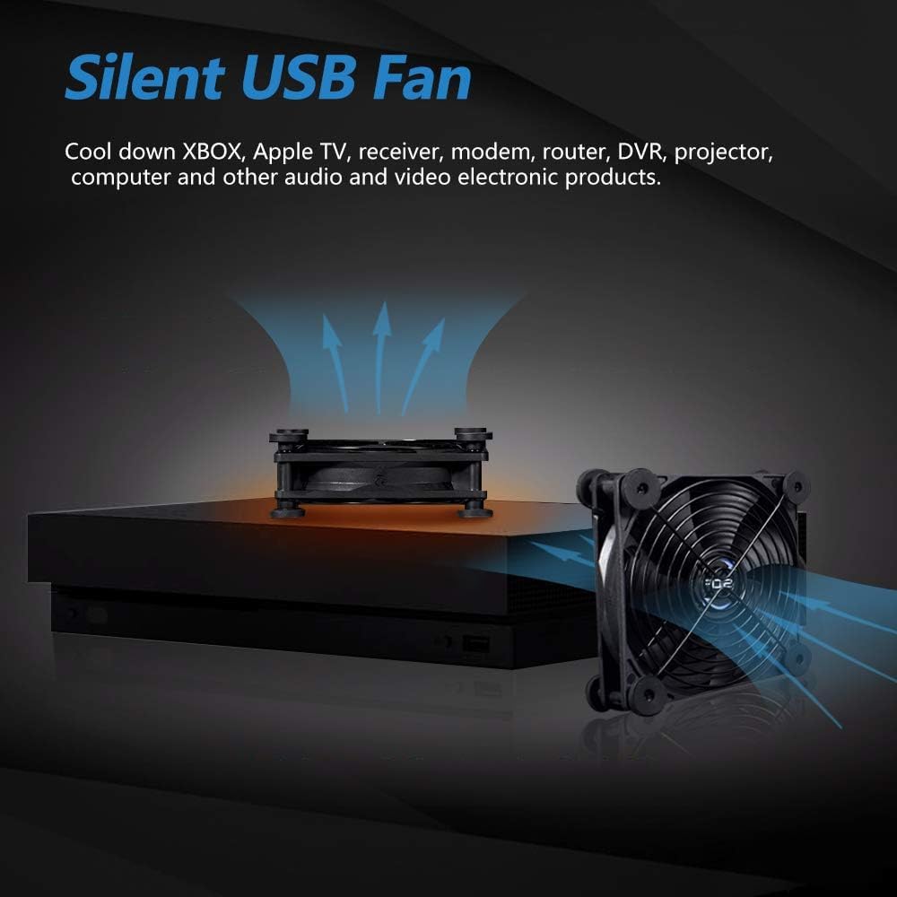USB 120mm Quiet Fan, 5V USB Portable Cooling Fan for Flat Panel TV Receiver Router DVR PlayStation Xbox Computer Cabinet Cooler