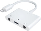 3in1 Lighting to 3.5mm,Headphone Adapter for iPhone, Dual Earphone Jack Audio and Charging Adapter,Headphone Splitter for iPhone 14/13/12/11/XS Max/XR/8/7 Plus /6/ iPad,Support iOS 10 to16