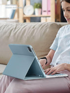 AnMengXinLing Keyboard Case for iPad mini 5 with Mouse, Detachable Wireless Bluetooth Keyboard Pencil Holder Slim Leather Smart Cover for iPad mini 5th Gen 2019,Blue