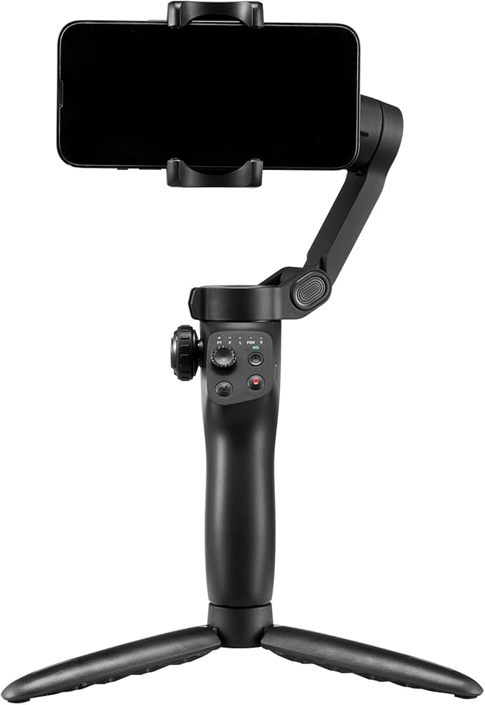 VEVOR Gimbal Stabilizer for Smartphone, 3-Axis Stabilization, Phone Gimbal for Android & iPhone with Face/Object Tracking, Tripod, Portable & Foldable Handheld Phone Stabilizer for Video Recording