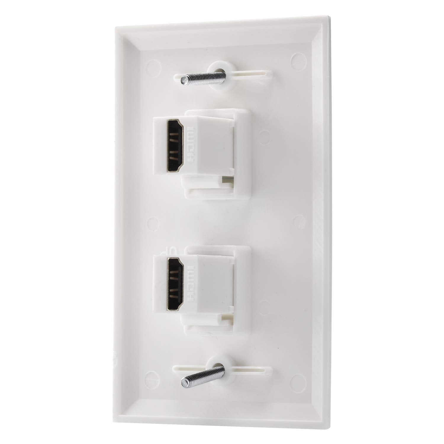 2 Port HDMI Female to Female Wall Plate in White (HDMI 2 Port)