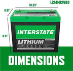 Interstate Batteries 12V 60Ah Group Size 24M Lithium Deep Cycle LiFePO4 Marine/RV Battery, Maintenance Free, Lightweight, Ideal For Boats, RV Camping, Off-Grid, Yachts (Li24M12V60)