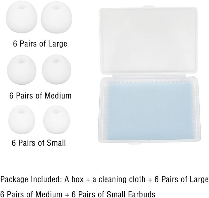 18 Pairs Silicone Ear Tips Replacement Earbud Tips for in- Ear Headphones Ear Covers (Inner Hole from 3.8mm-5.5mm Earphones) Earbud Replacement Tips Ear Bud Rubber Tips S M L