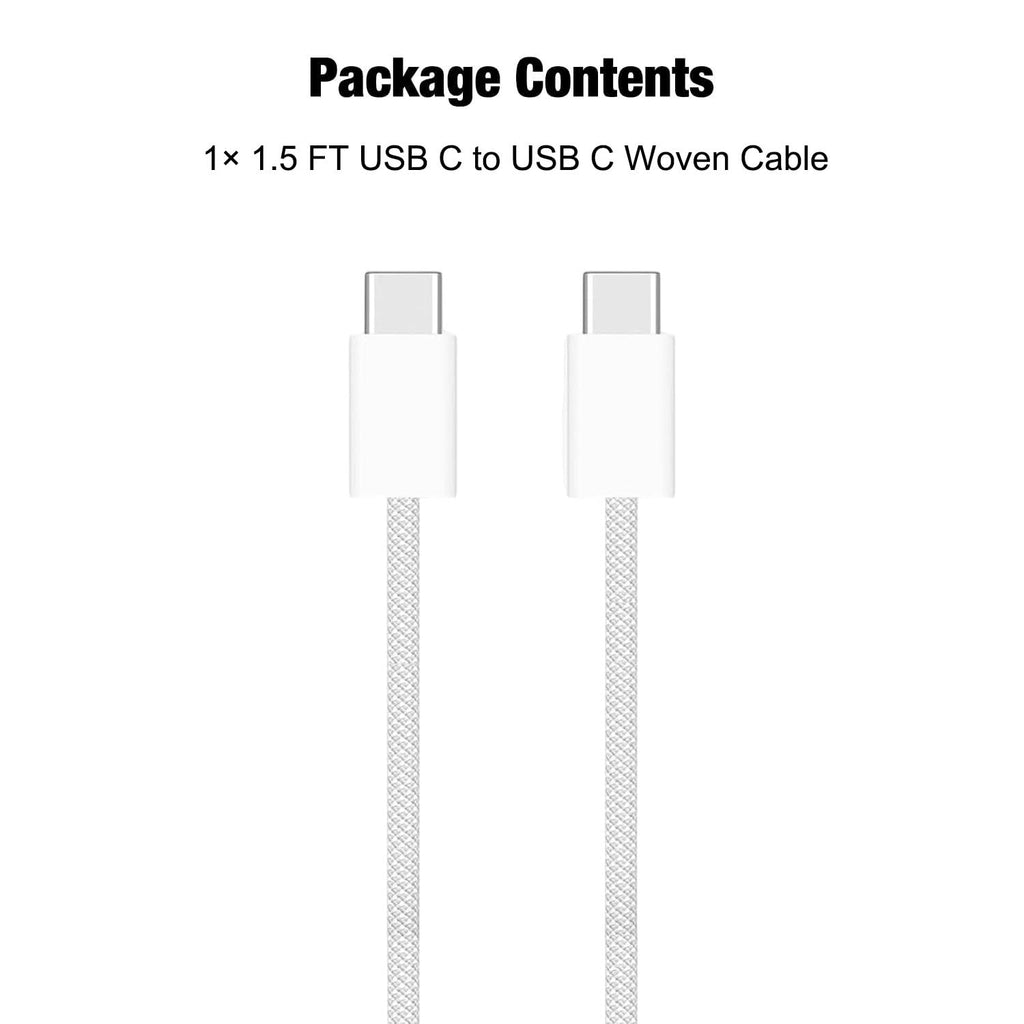 Short iPhone 17/16/16e/15 USB C to USB C Woven Cable for iPhone 17Air, 17 16 15 Pro Max, Plus, 60W Charging Cord for AirPods 4/Pro (2nd/3rd Gen), iPad 10th Gen/iPad Pro/Air 5 4th Charger Cable (1.5ft)