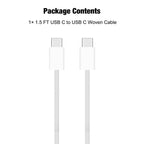 Short iPhone 17/16/16e/15 USB C to USB C Woven Cable for iPhone 17Air, 17 16 15 Pro Max, Plus, 60W Charging Cord for AirPods 4/Pro (2nd/3rd Gen), iPad 10th Gen/iPad Pro/Air 5 4th Charger Cable (1.5ft)