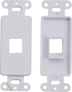 10 Pack Keystone Wall Plate 1 Port, White Decorator Insert Cover for Ethernet, HDMI, Coax, Cat6 Cat5, RJ45, Home & Office Installations