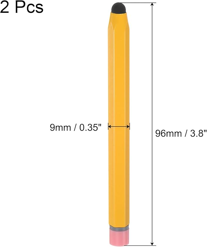 MECCANIXITY 2pcs Stylus Pens for Touch Screens Hexagon Crayon Stylus Pen Universal Capacitive Stylus for All Touch Screen Devices, 3.8" Yellow