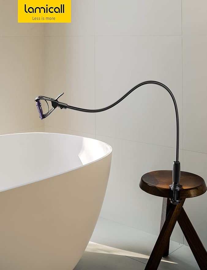 Lamicall Gooseneck Phone Holder for Bed - [Upgraded Stable Clip] for Desk, Headboard, Bed, Bedside, Table, Flexible Gooseneck Long Arm Stand, Overhead Cell Phone Clamp Mount, for All 4-7” Devices