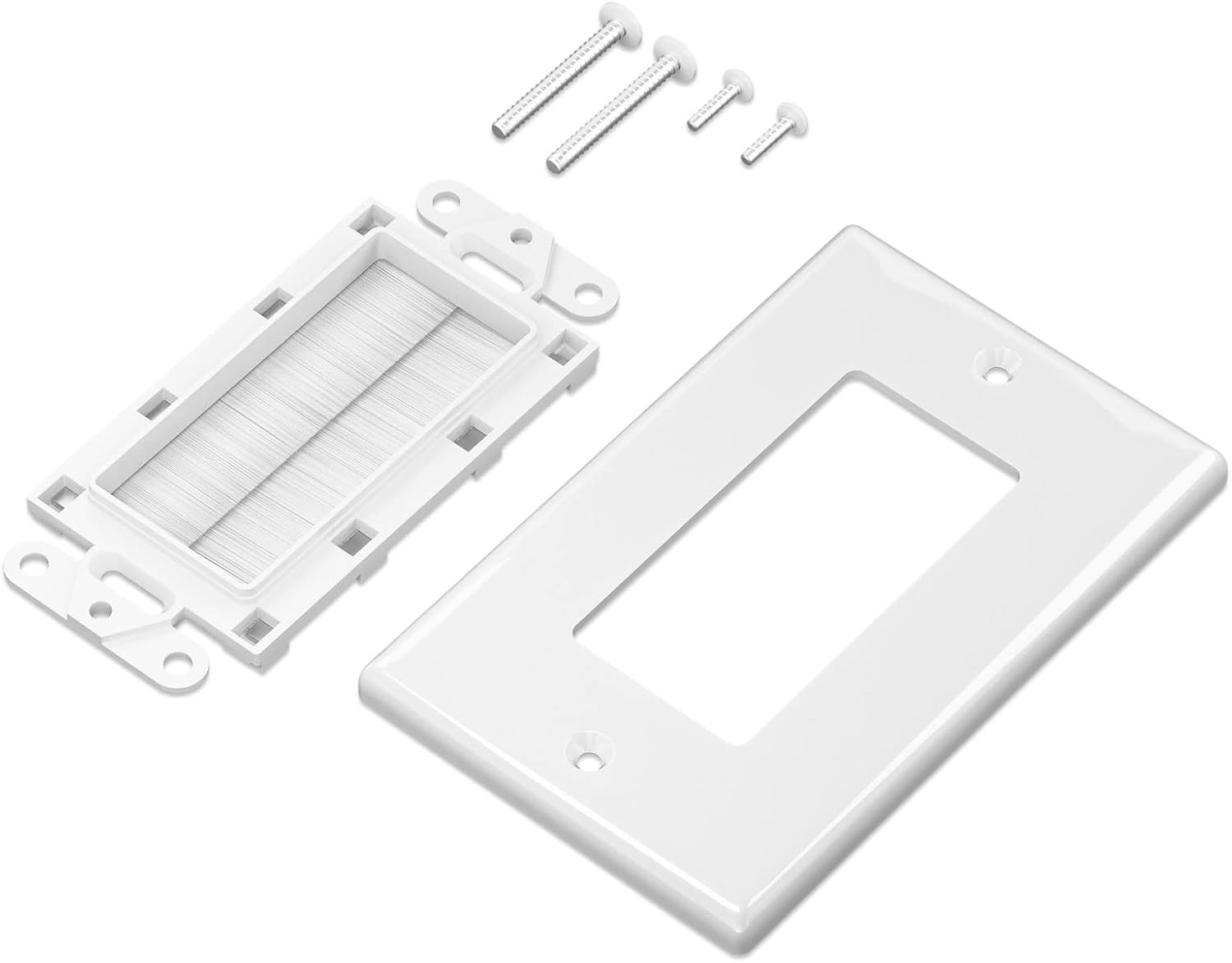 Iwillink Brush Wall Plate (10 Pack), Cable Pass Through Insert for Wires, Single Gang Cable Access Strap, Wall Socket for HDTV, Home Theater Systems